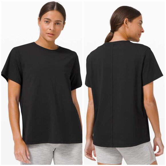 Lululemon All Yours Tee Shirt Black Plus Size 16 Cotton Relaxed Loose Fit - Picture 1 of 3